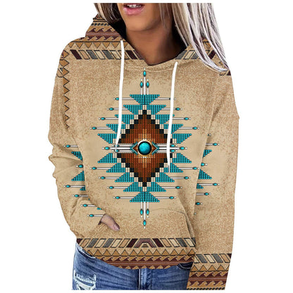 Women's Multicolor Rustic Print Hoodie (Copy)