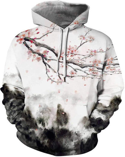 Plum Blossom Art Printed Hoodie