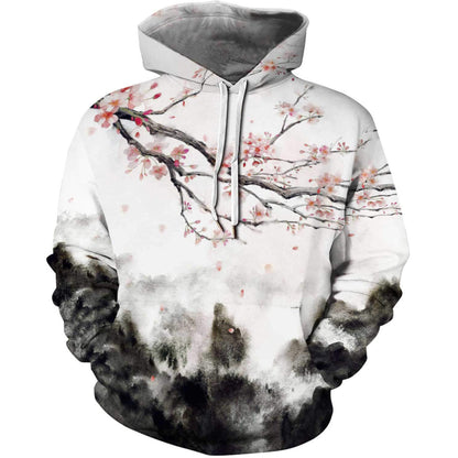 Plum Blossom Art Printed Hoodie