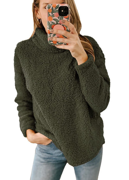 Women's Furry Turtleneck Plush Pullover