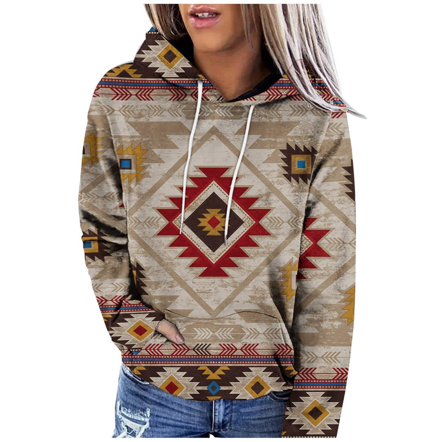 Women's Multicolor Rustic Print Hoodie (Copy)