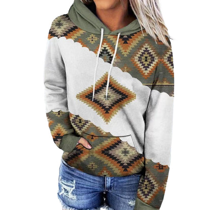 Women's Multicolor Rustic Print Hoodie (Copy)