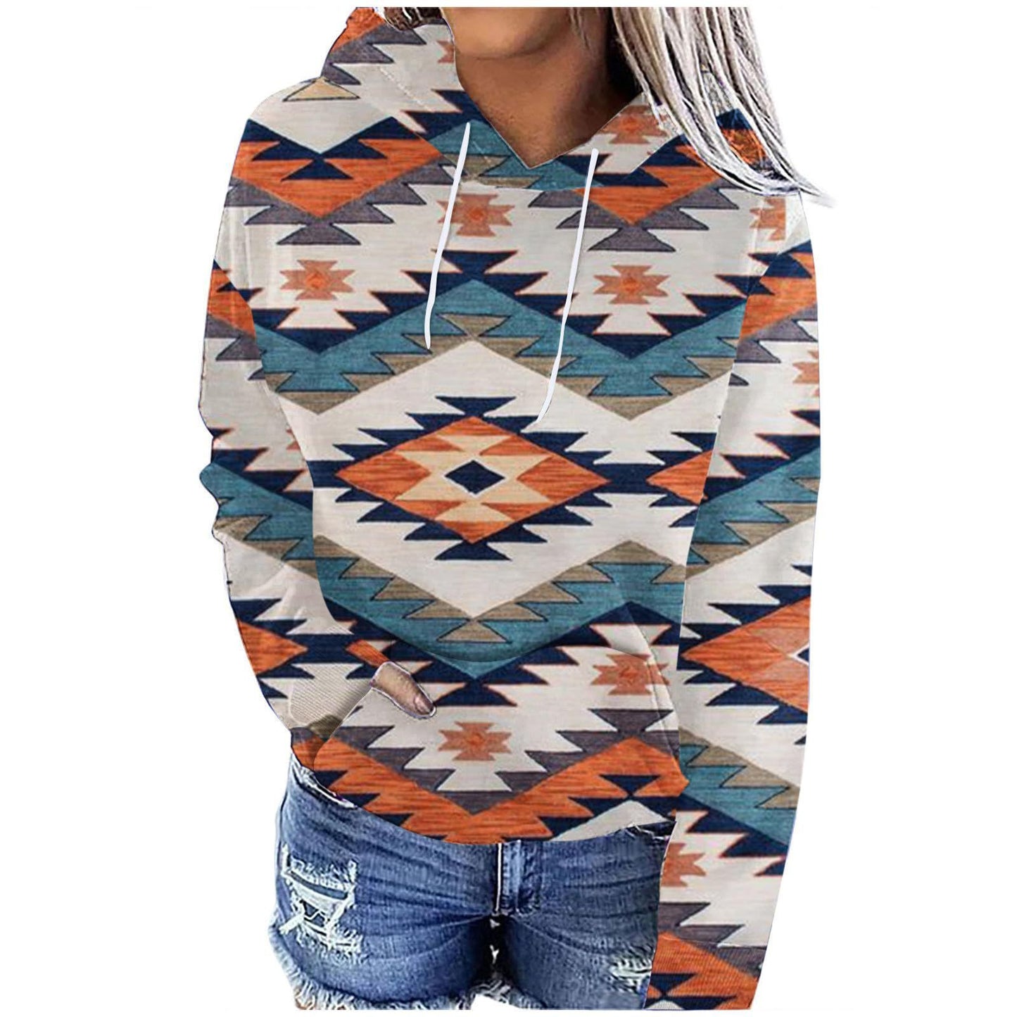 Women's Multicolor Rustic Print Hoodie (Copy)