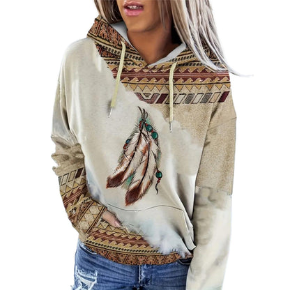 Women's Multicolor Rustic Print Hoodie (Copy)